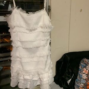 white fringed princess polly spaghetti strap dress